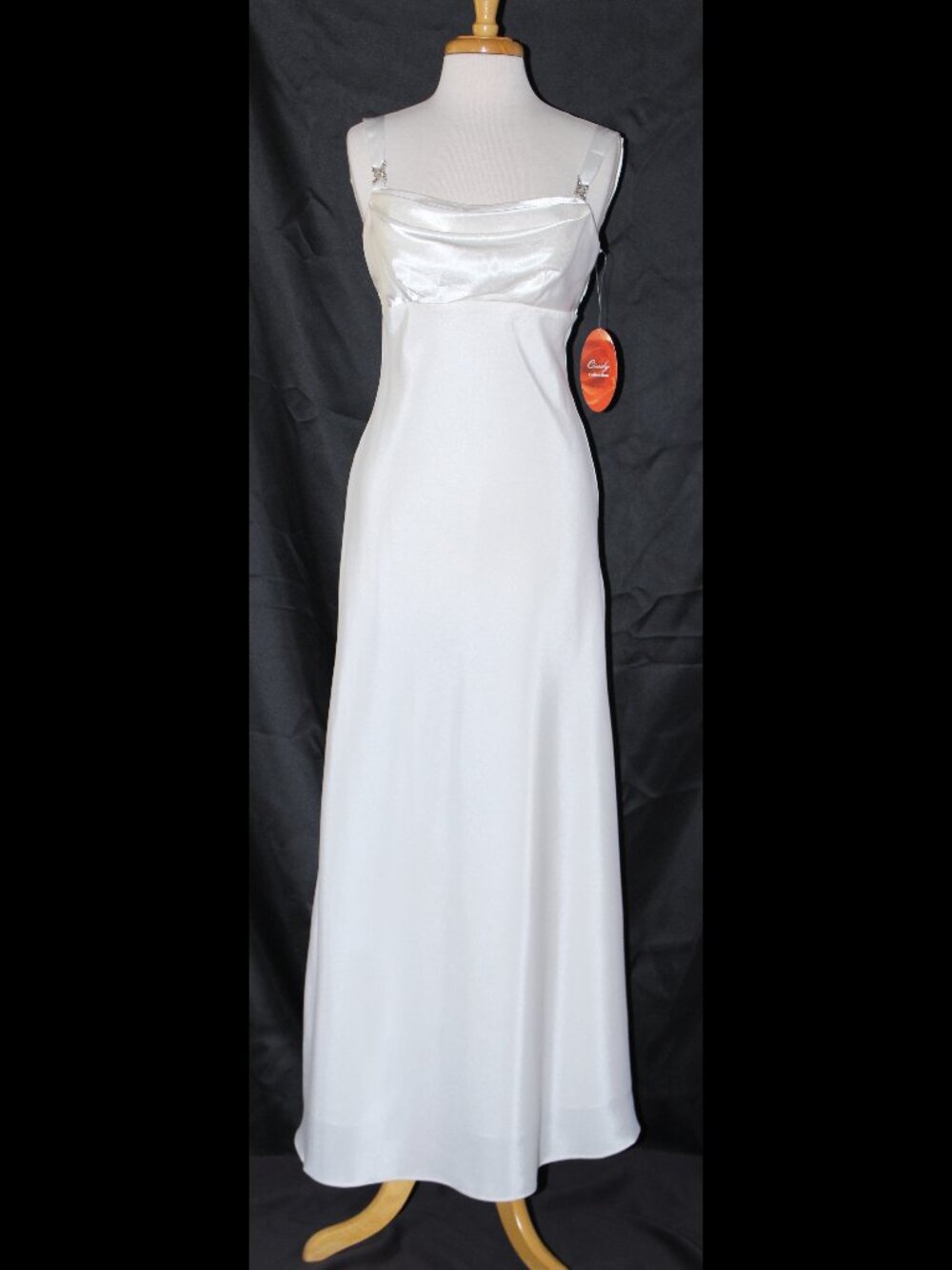 Cindy #1028 Crepe Back Satin Formal Gown-Size M-IVORY-NWT